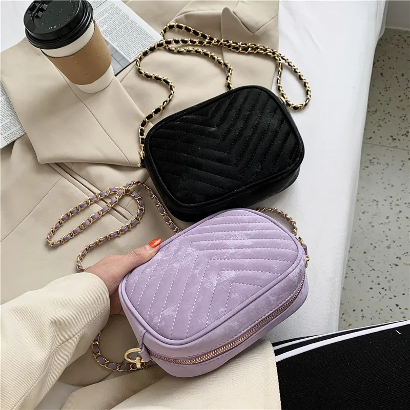 

Bags Chain Women's Crossbody Shoulder Bag Solid Color Velvet High-quality Handbag Messenger Bag Autumn Winter Small Square Bag