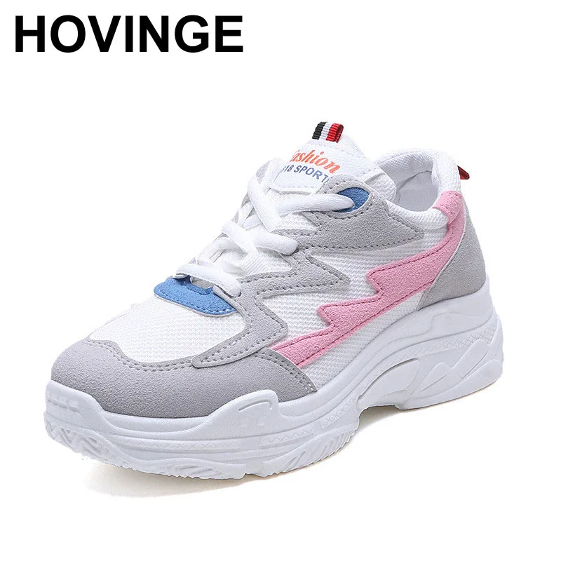 HOVINGE/розовые кроссовки на платформе женская обувь танкетке zapatos De Mujer