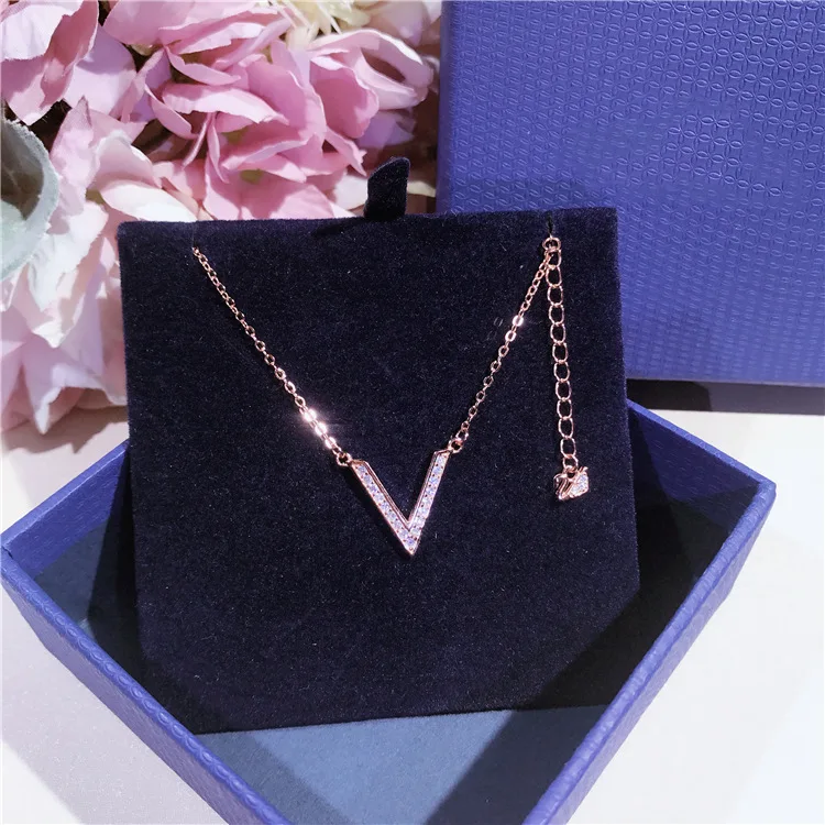 Новинка 2017 модное ожерелье-чокер звеньевая цепь ожерелье с V-образным цирконием