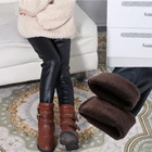 Леггинсы для девочек на осень и зиму с флисовой подкладкой Детские облегающие плотные теплые брюки высокая эластичность брюки для подростков