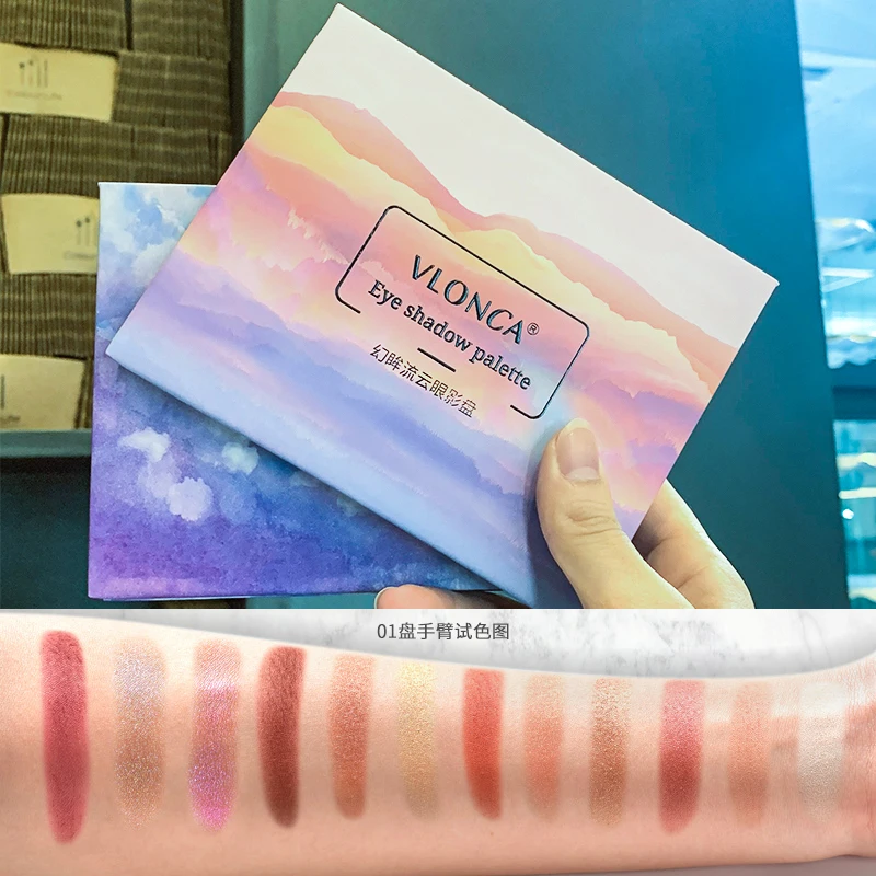 

12 Color Pressed Glitter Matte Eyeshadow Pallete Waterproof Makeup Palette Glitter Shimmer Eye Shadow Pigment TSLM2