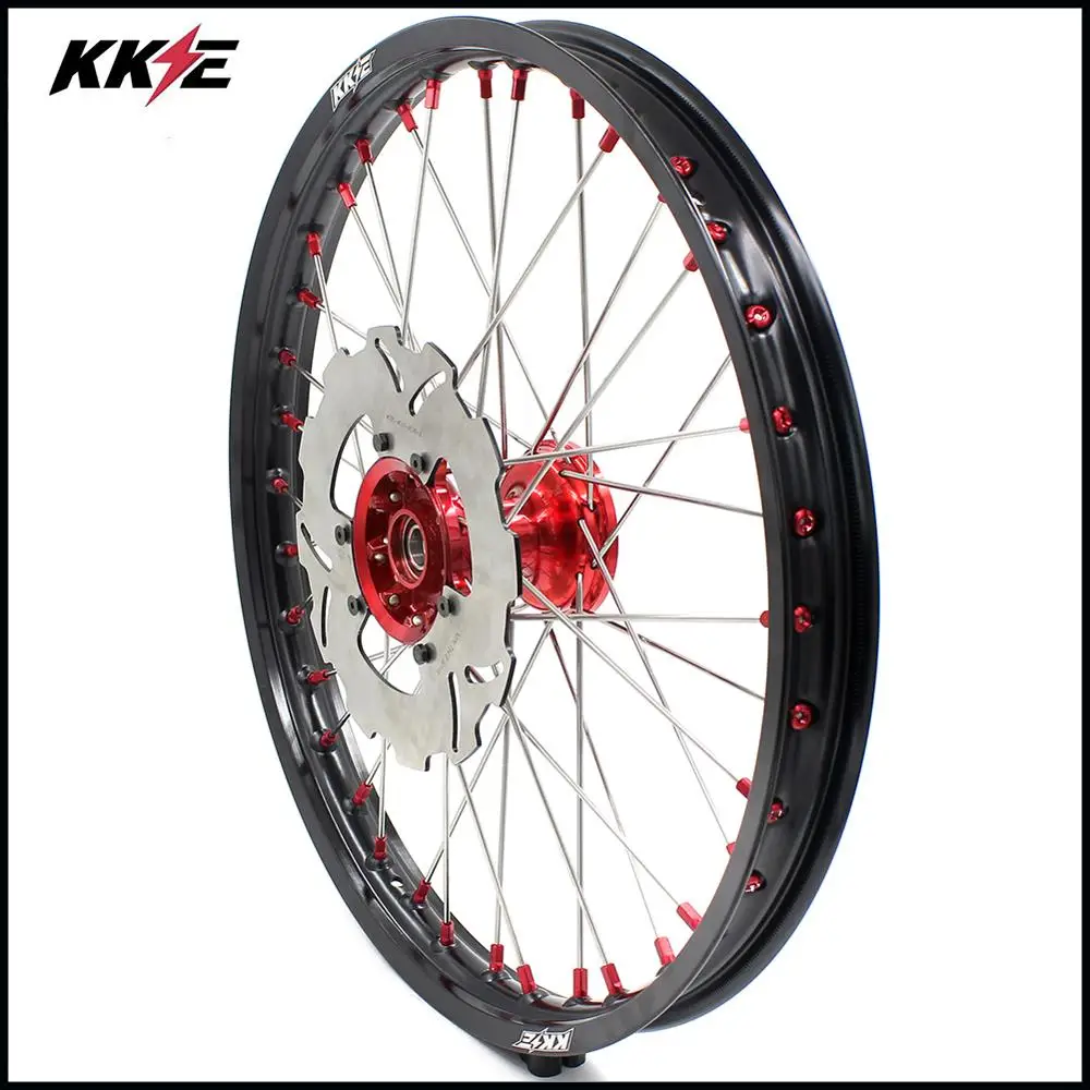 KKE 21/19 Casting MX Wheels Set For HONDA CR125R 1998-2001 CR250R 1997-2001 Red Nipple&ampHub Front&ampRear 240MM Disc Rotor |