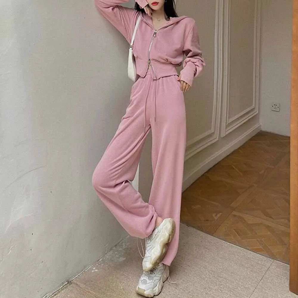 Осенний модный костюм женская укороченная толстовка с капюшоном куртка высокой