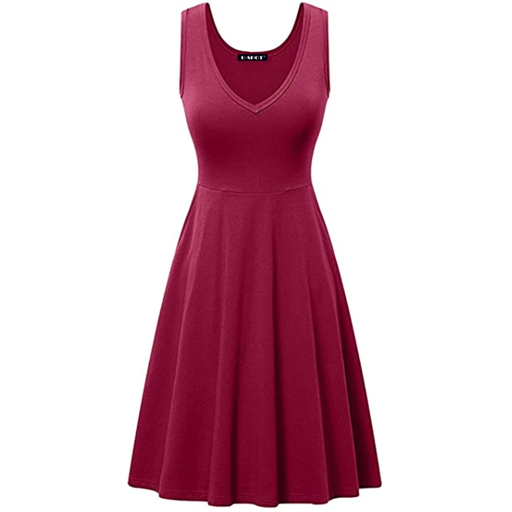 Женское плиссированное платье Casul летнее однотонное без рукавов с v-образным