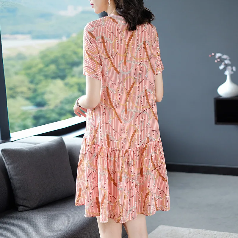 Женское платье из натурального шелка в Корейском стиле модное миди с принтом