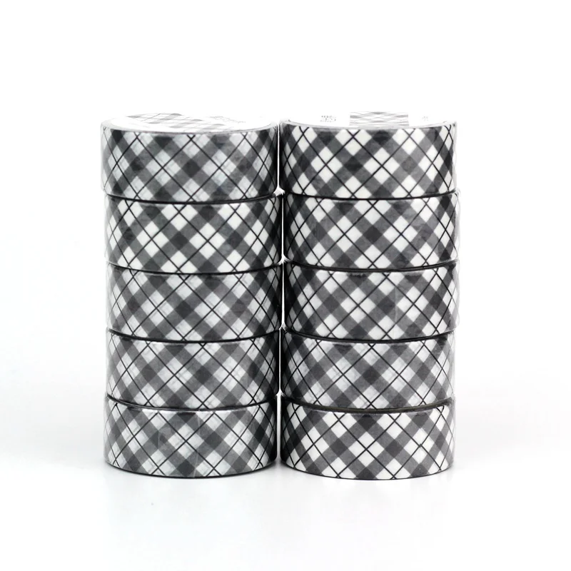 

NEW 10pcs/Lot Decorative Grey and White Lattice Japanese Washi Tapes for Bullet Journal Adhesive Masking Tape Cute Stationery