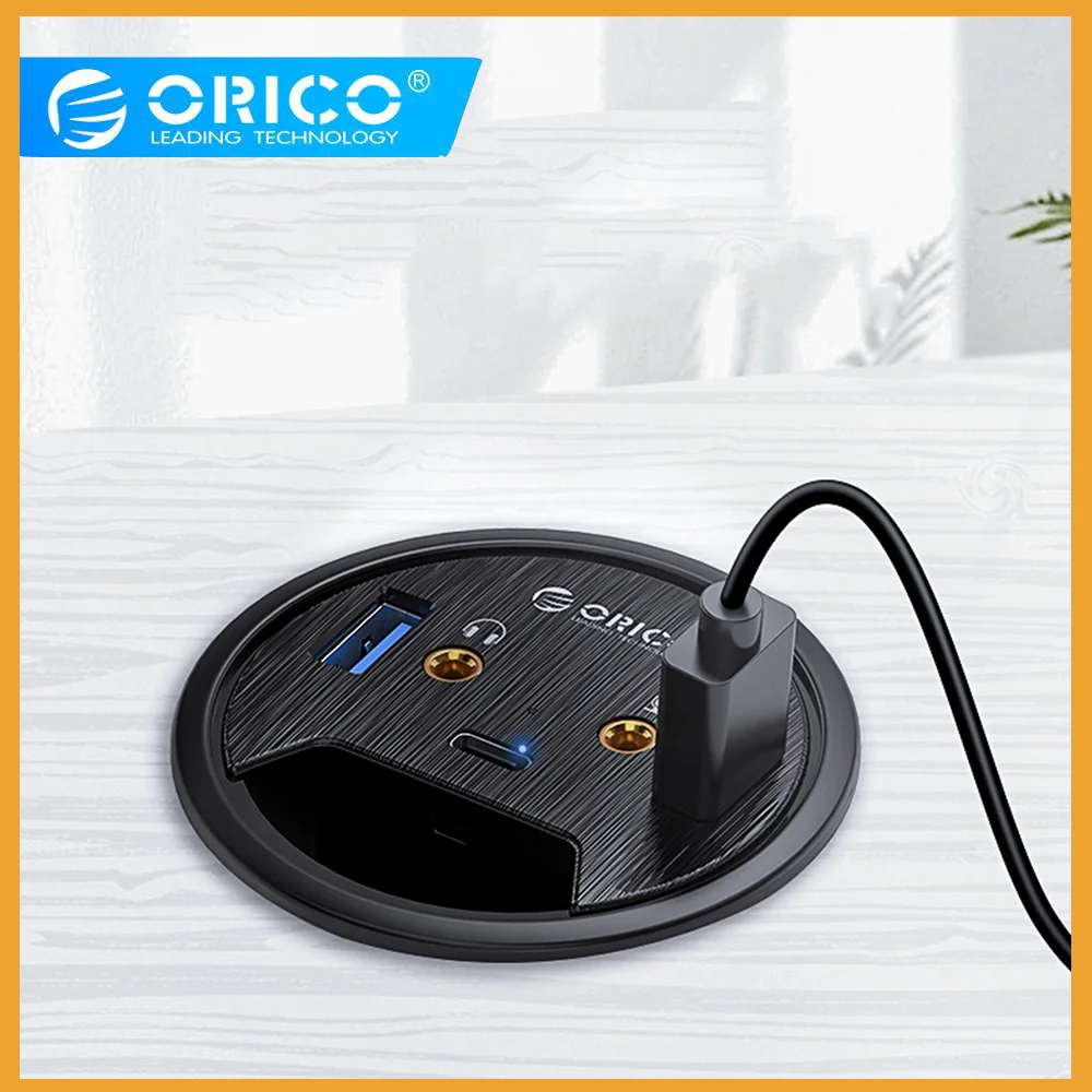 ORICO Настольный втулка USB 3 0 концентратор с микрофоном для наушников Порт Тип C OTG