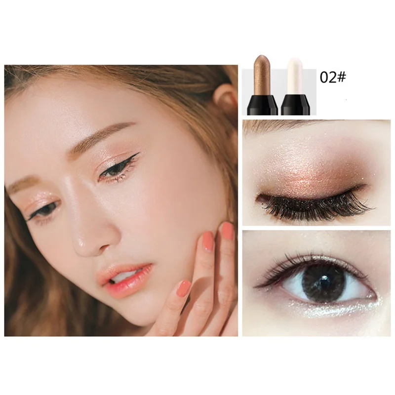 Двухглавый шелкопрядный карандаш для теней век косметический пигмент