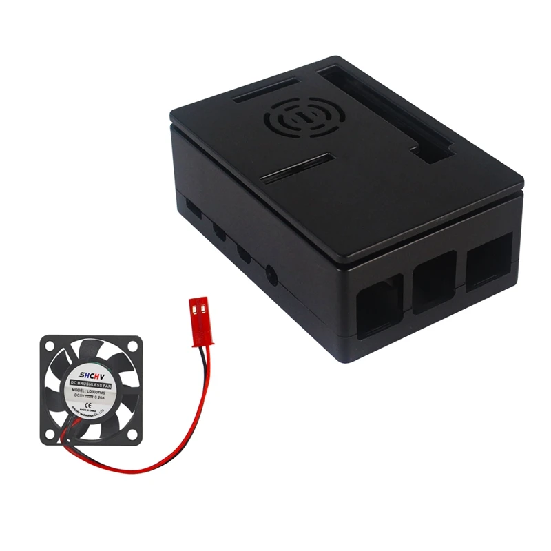 

For Raspberry Pi 4 ABS Case Black Box 3.5 Inch Press Screen Support Cooling Fan