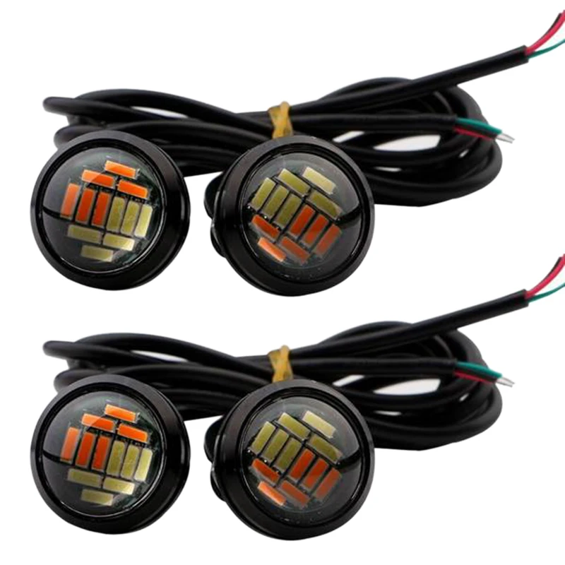 5 Pcs Accessories: 4 Car 12V 23Mm Dual Color Switchback 4014 12 Led Drl Eagle Eye Daytime Light & 1 6.0V-12V To 5V AMS11 | Электроника