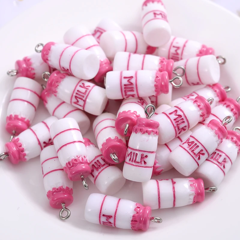 10Pcs Colorful Cute Cartoon Yogurt Milk Bottle Shape Acrylic Pendant Charms For Jewelry Making DIY Bracelet Accessories Supplies - купить по