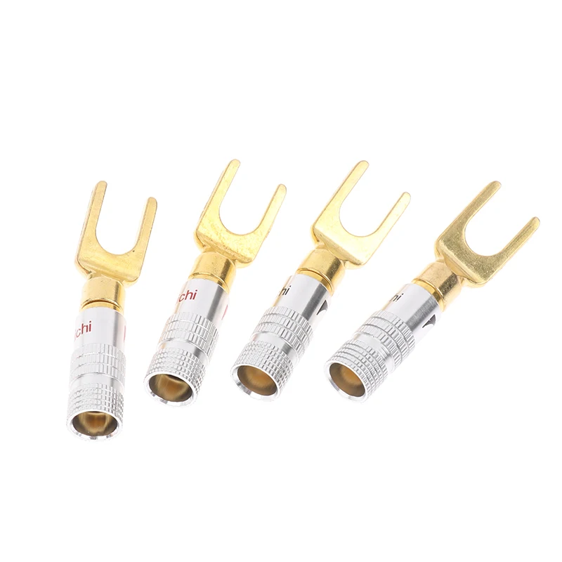 4 шт. Позолоченные Y U-образные банановые штекеры для аудио динамика вилка лопатка