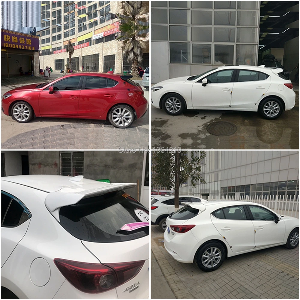 

For Mazda 3 Axela Hatchback 2014-2017 Car Styling FRP+ Carbon Fiber Rear Spoiler Wing Tail Trunk Lid Cover Auto Decoration