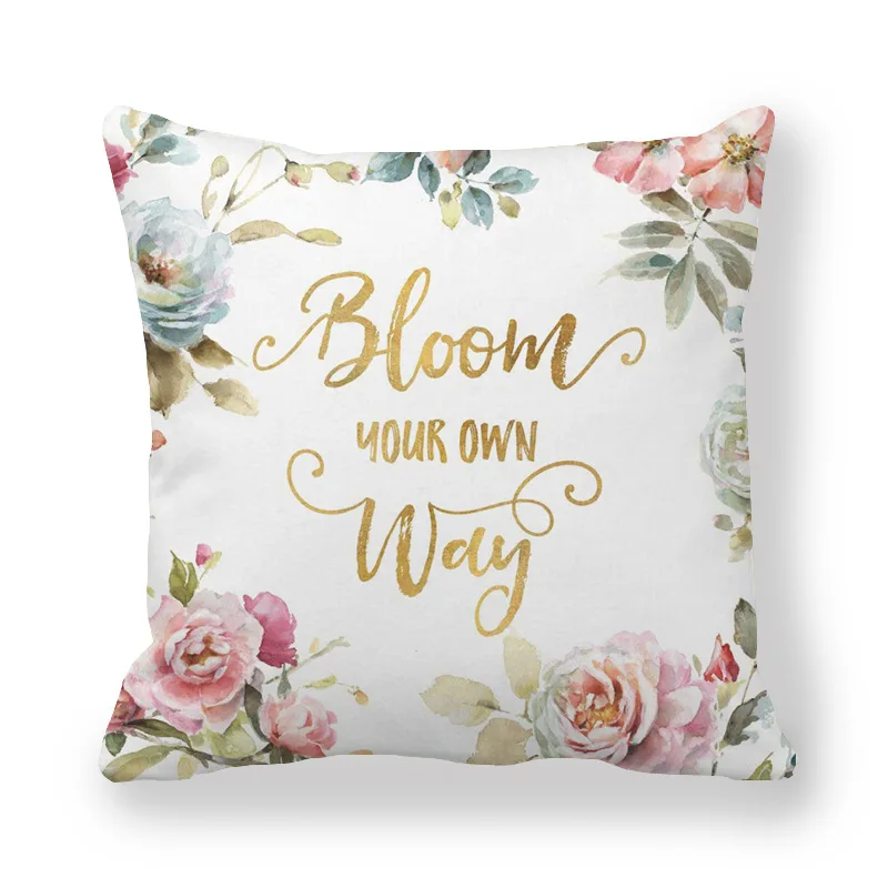 

Декоративная подушка с принтом розы и камелии, полиэстер