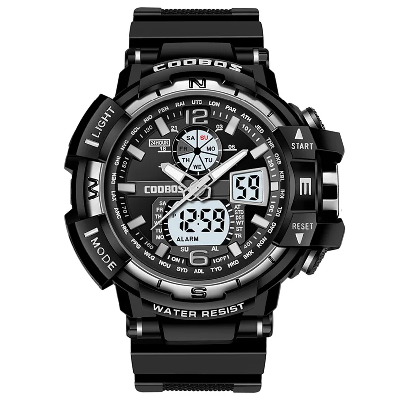 Часы наручные мужские с двойным дисплеем брендовые Роскошные спортивные