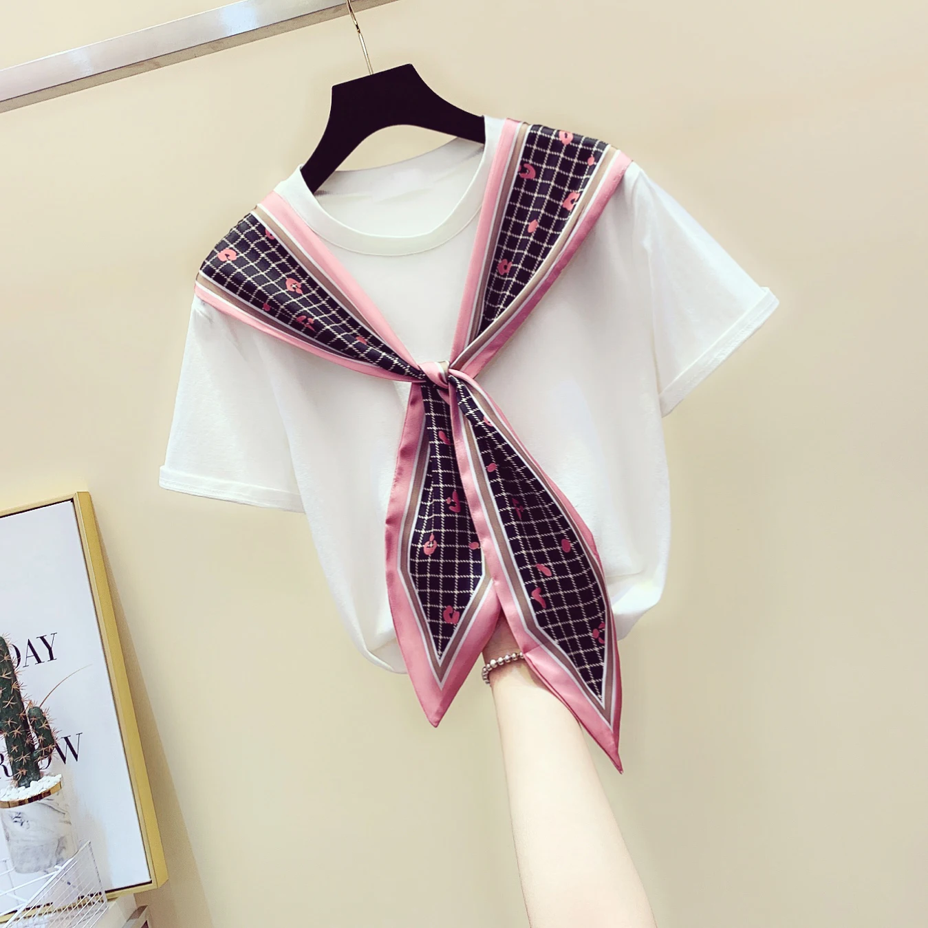 Новая модная женская футболка с коротким рукавом простая летняя черно-белая