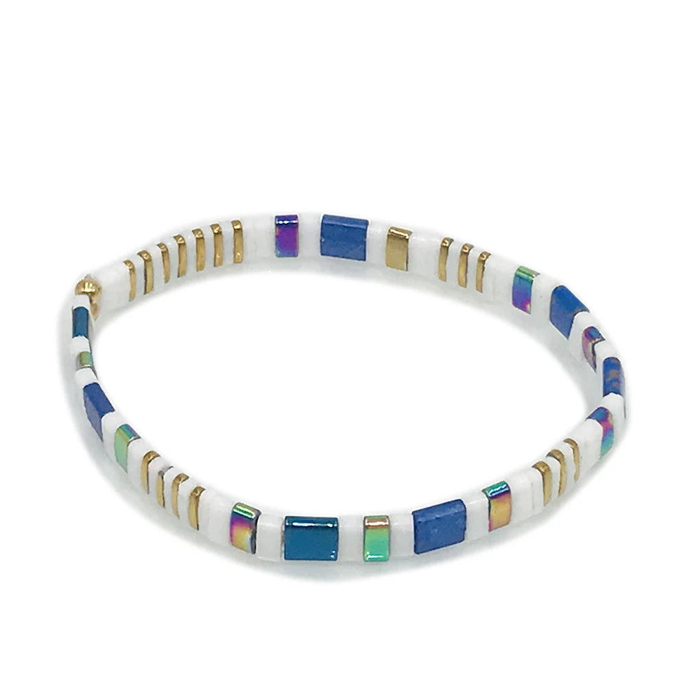 Женский браслет с квадратными бусинами Heishi разноцветные радужные браслеты