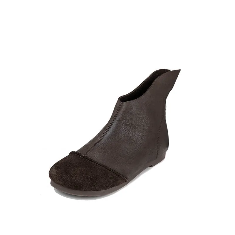 

Women's Genuine Leather Shoes 2020 Autumn New Handmade Back Zipper Women's Casual Shoes Low-Top Martin Boots Women