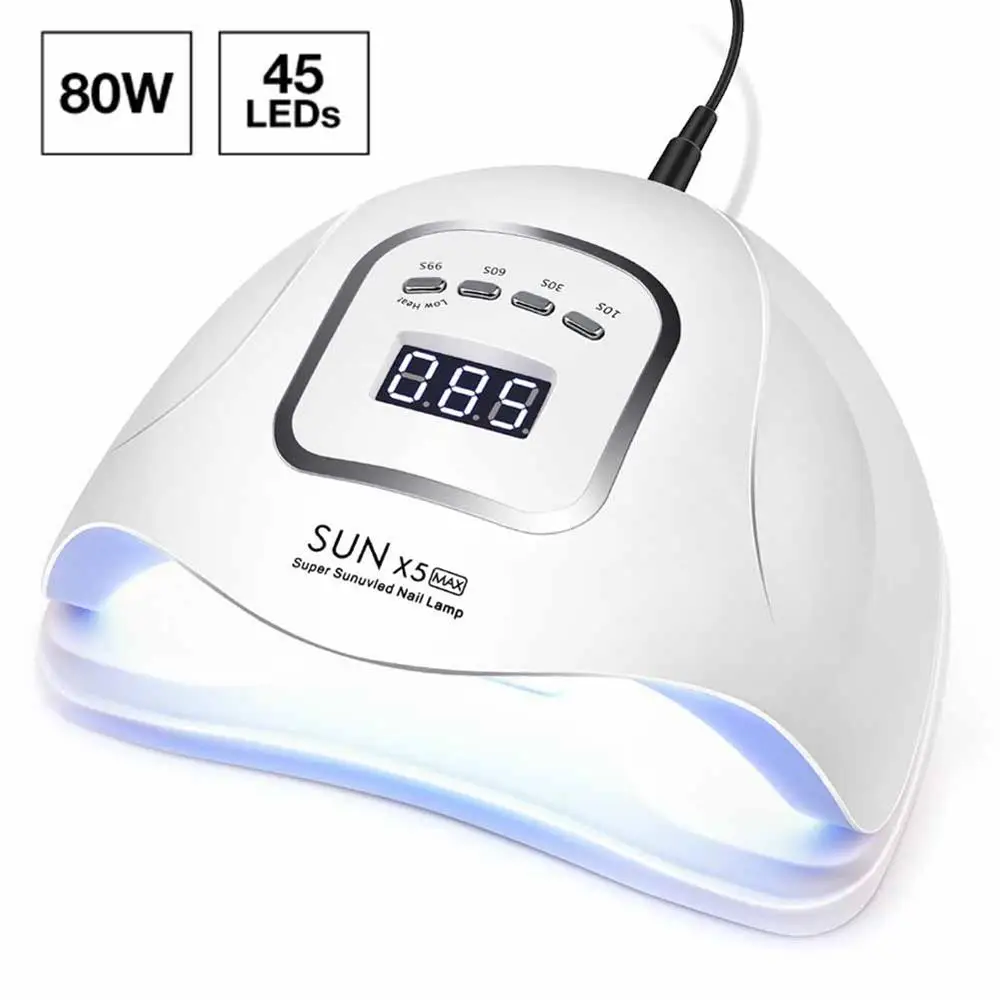 SUNX5 MAX Светодиодная УФ-лампа для ногтей, Сушилка для ногтей 80 Вт/54 Вт/45 Вт, УФ-лампа для маникюра, лампа для сушки ногтей, Гель-лак для ногтей, ЖК-дисплей - Цвет: SUNX5 MAX