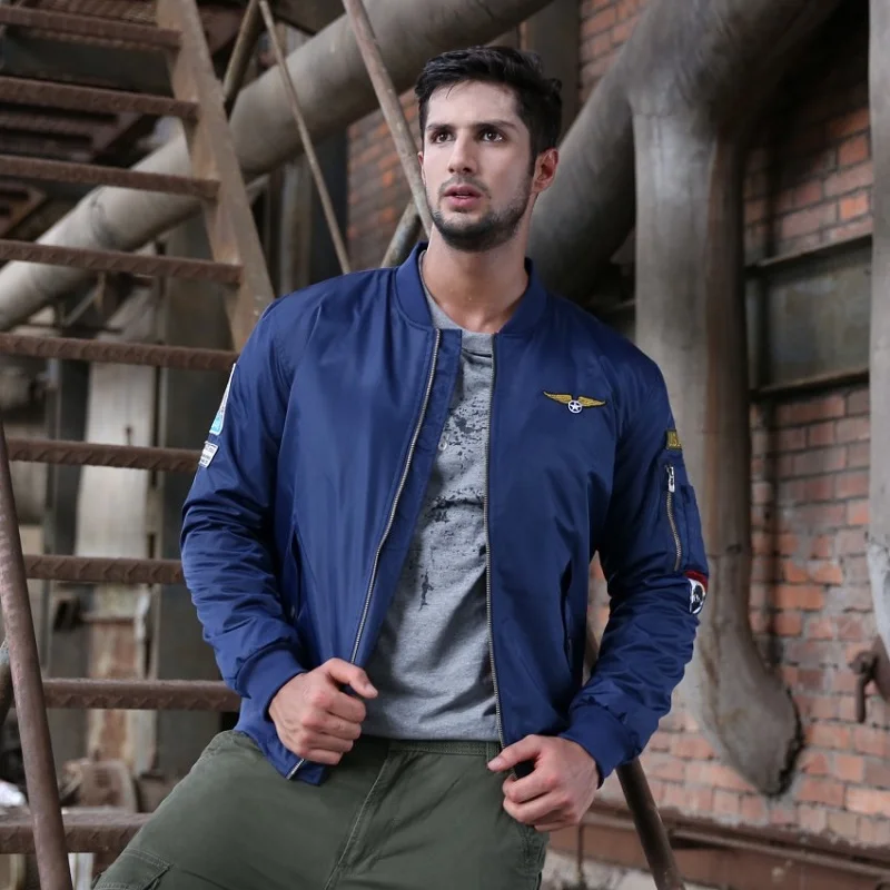 

High Street Fashion Men Jacket Stand Collar Classical Casual Leisure Coat Outwear Military Army Green Bomber Jacket Men