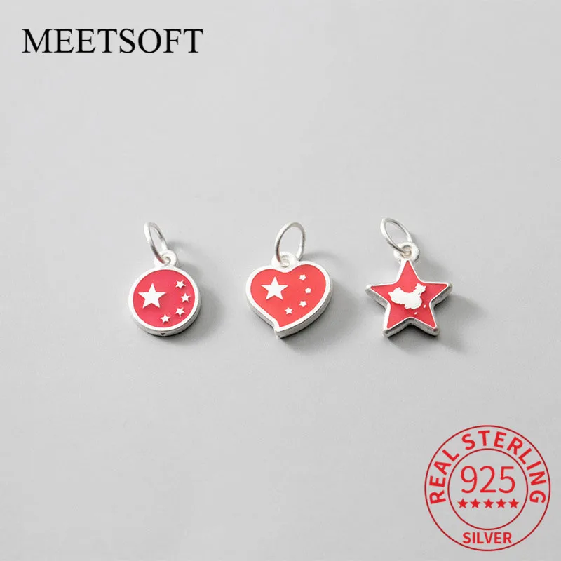 MEETSOFT модные подвески из серебра 925 пробы с красными китайскими элементами