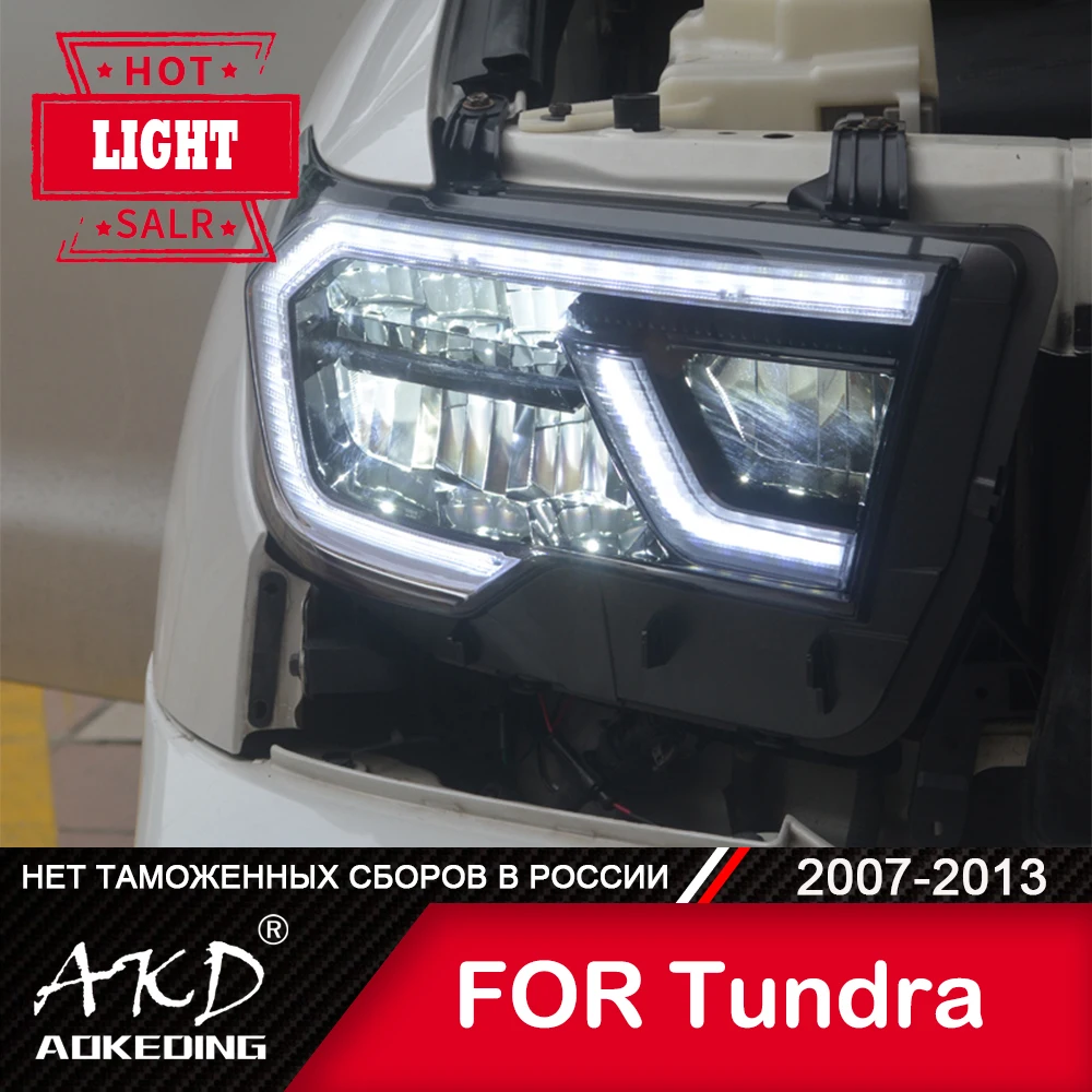لسيارة تويوتا تندرا 2007-2013 رئيس مصباح سيارة ملحق الضباب أضواء يوم تشغيل ضوء DRL H7 LED ثنائية زينون لمبة المصابيح الأمامية