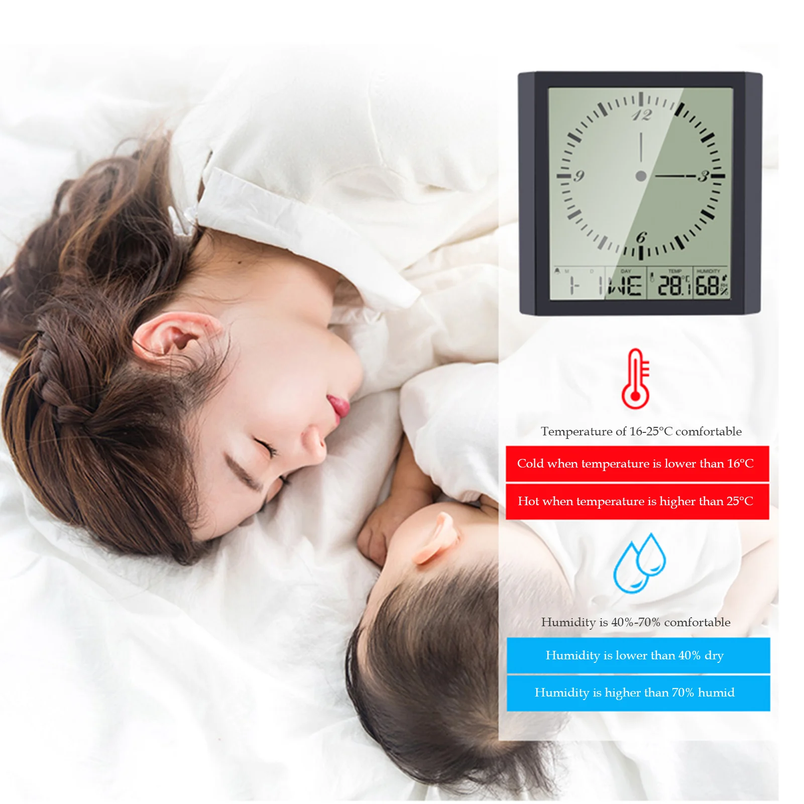 Электронный цифровой измеритель температуры и влажности с ЖК-дисплеем комнатная