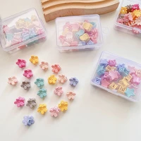 20pcs a box mini cute candy color small hair clips flower plastic hair pins girls ponytail fashion hair accessories headwear