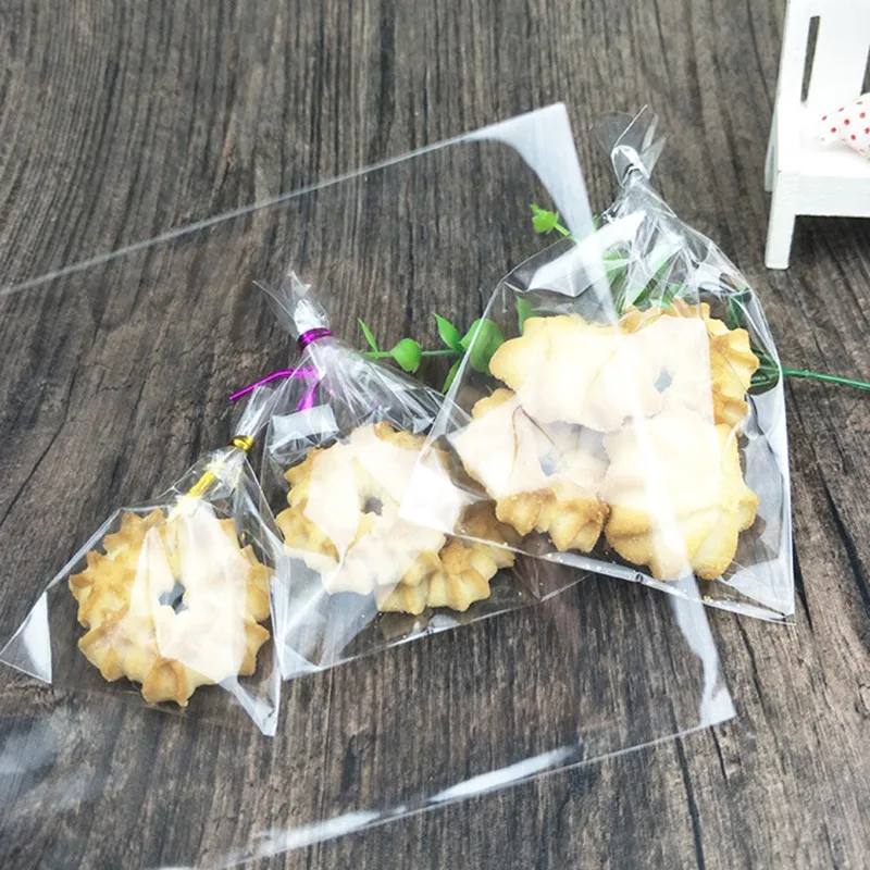 100 шт./компл. Подарочный упаковочный пакет пластиковый для упаковки хлеба печенья