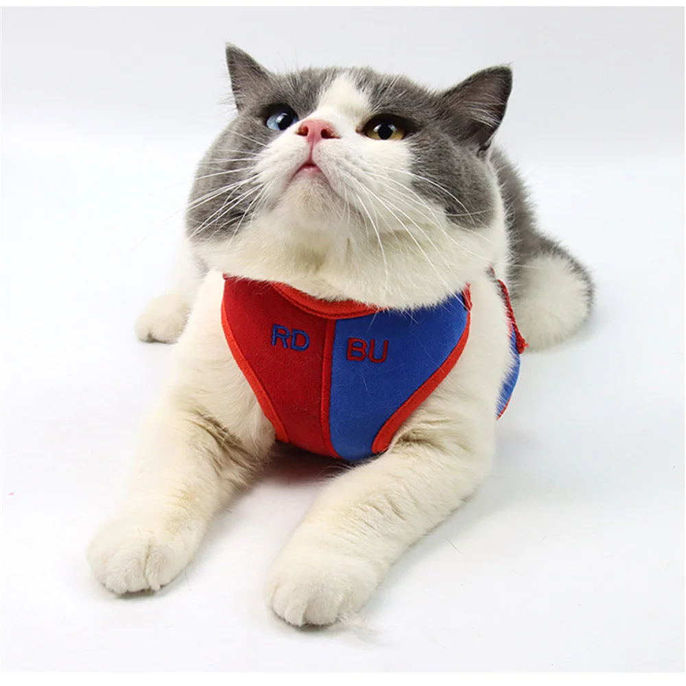 

Soft Suede Cat Walking Jacket Harness and Leads Escape Proof Pet Dog Adjustable Mesh Vest