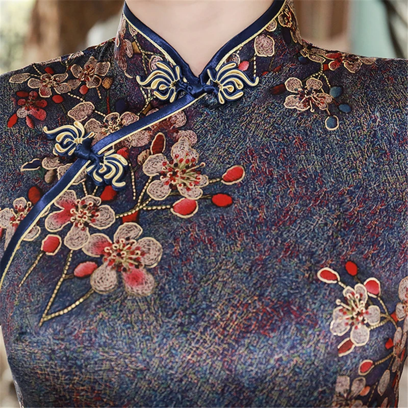 

High Fashion Cheongsam Chinese Classic Women's Qipao Elegant Short Sleeve Novelty Long Dress 2020 New arrival hanfu tang dynasty