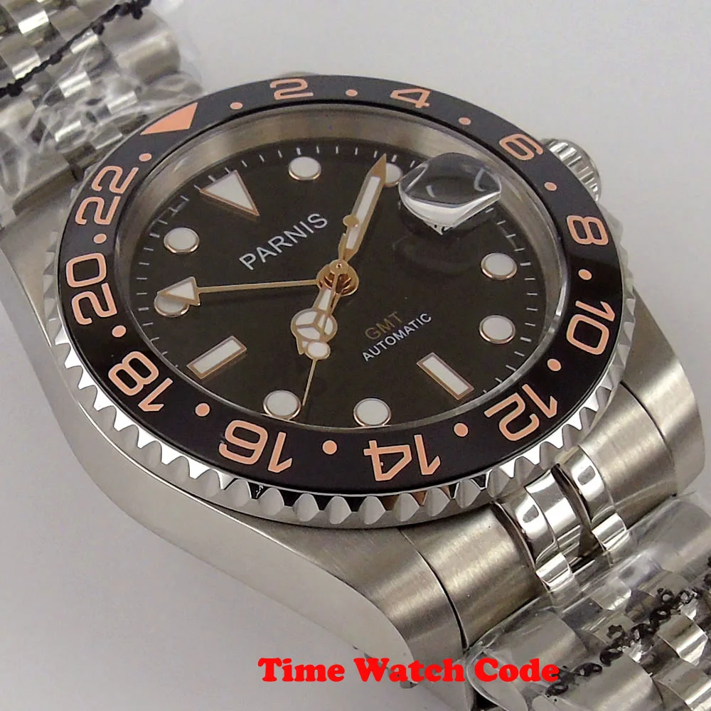Часы мужские PARNIS автоматические с черным циферблатом 40 мм | Наручные часы