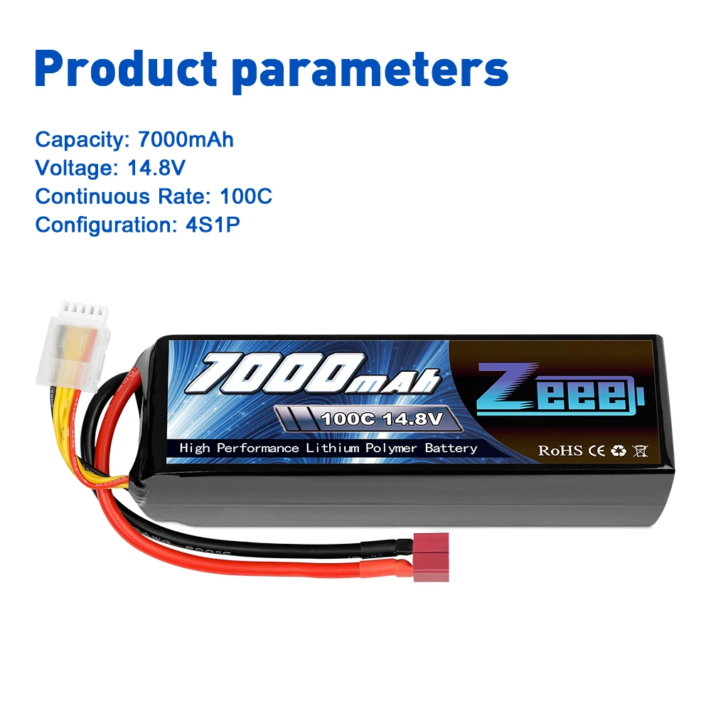 Zeee 14 8 V 100C 7000mAh 4S Lipo Battery Deans Connector с металлическими пластинами для X Maxx RC Truck Tank Car Racing