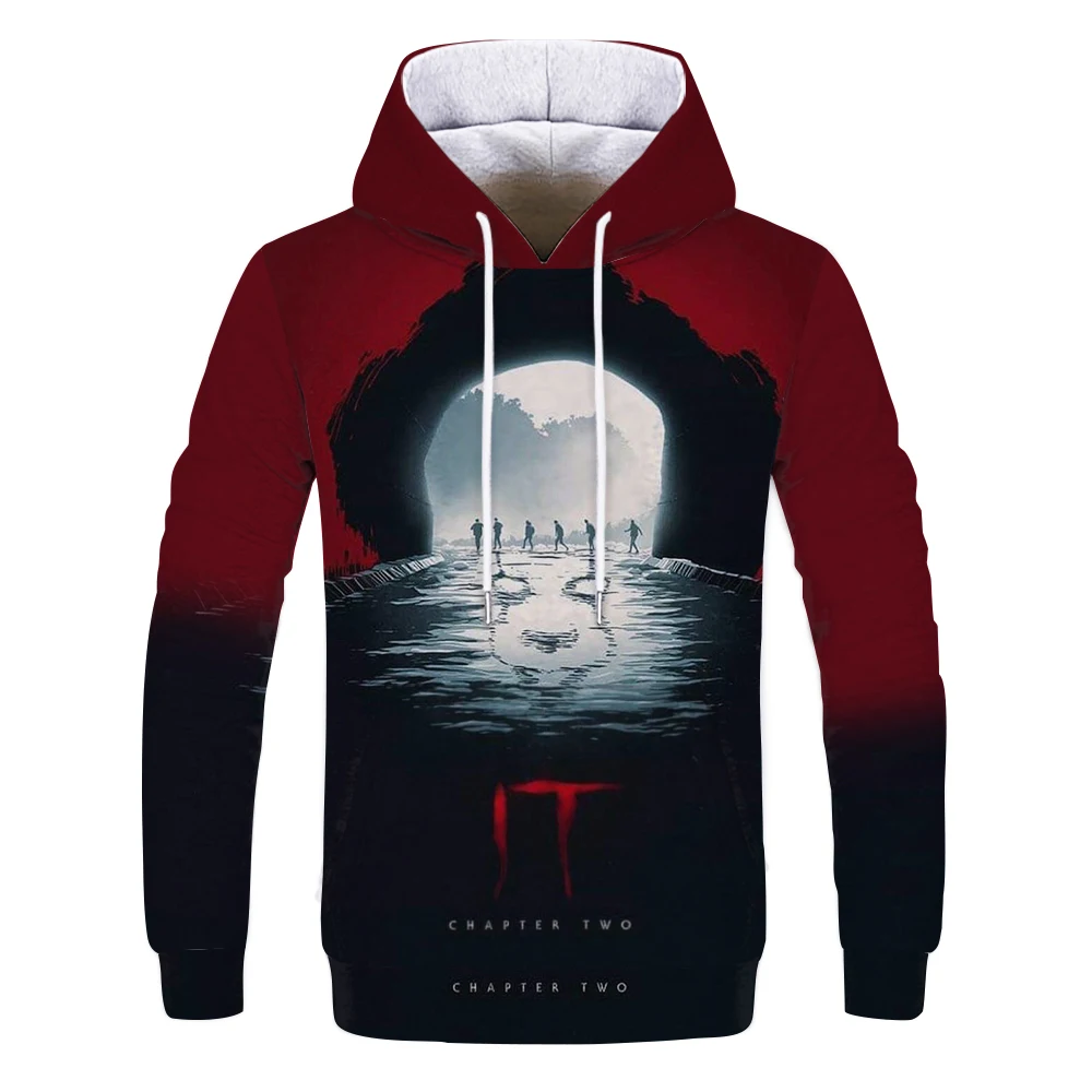 

Clown back to the soul night movie role clown autumn and winter men's sweater 3D printing thick hooded personalized shirt