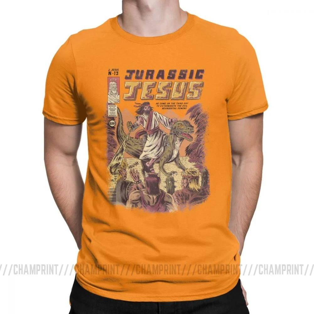 Мужские футболки Jurassic Jesus, японское аниме, манга, футболки, драконы, монстр, ретро топы Games, Harajuku, уличная одежда, футболки - Цвет: Оранжевый