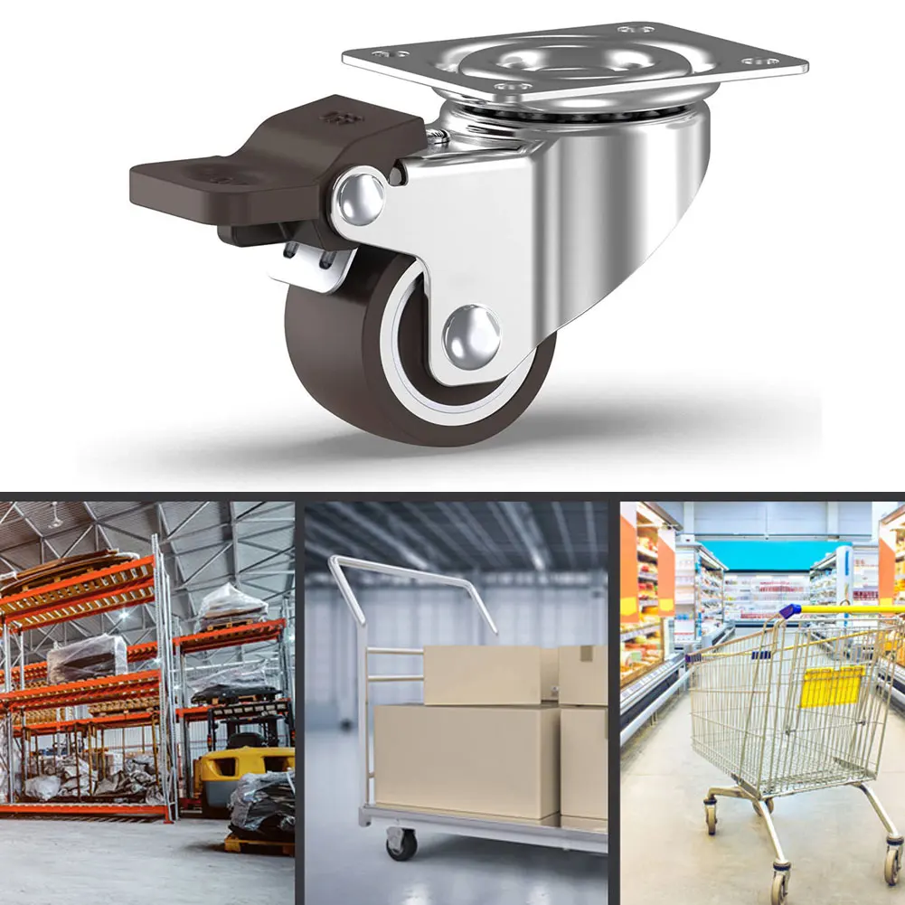 4 шт. колесики с тормозом бесшумные резиновые 1-дюймовый поворотный перемещение