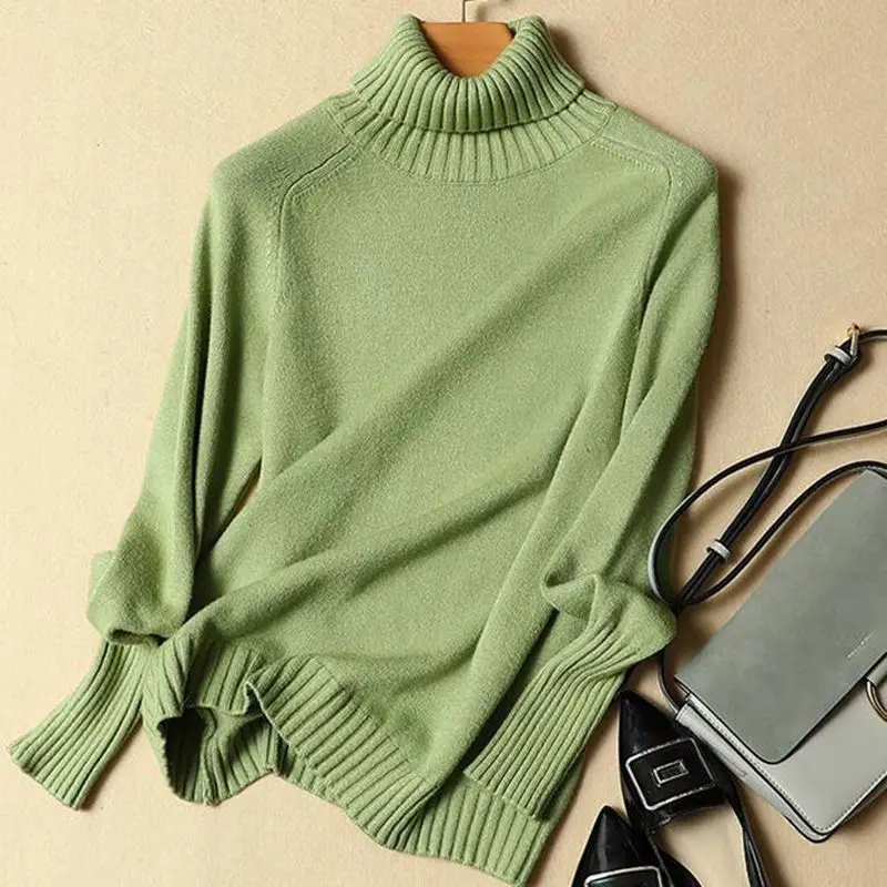 

Turtleneck Women Sweater Winter Warm Female Jumper Thick Christmas Sweaters Ribbed Knitted Pullover Top Pull Hiver Femme