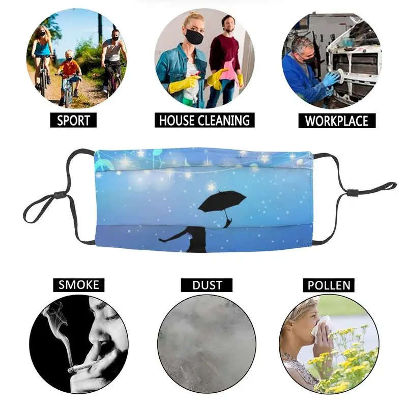 

Music Raining Stars Reusable Unisex Adult Face Mask Musical Notes Anti Haze Dust Protection Cover Respirator Mouth Muffle