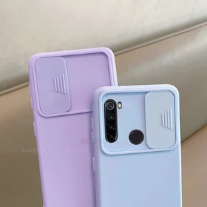 slide protect camera phone case on for xiaomi redmi note 8 8t note8 2021 note 9 pro note9 9a 9at 9c nfc liquid silicone cover free global shipping