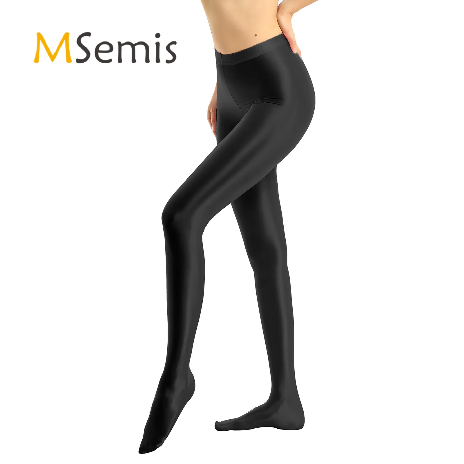 

Womens Glossy Sexy Tights Pantyhose Shiny High Waist Tights Stockings Training Pants Close-Fitting Sports Dancing Leggings