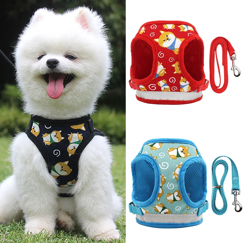 Светоотражающая шлейка для маленьких собак и кошек милая мультяшная