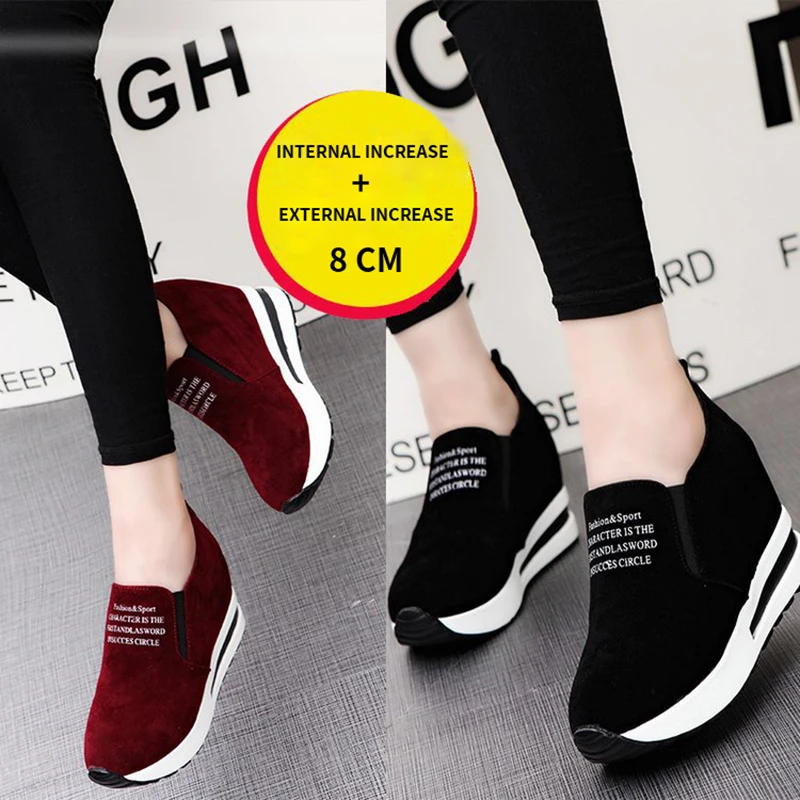 Кроссовки женские на платформе 8 см повседневная обувь для бега толстой подошве