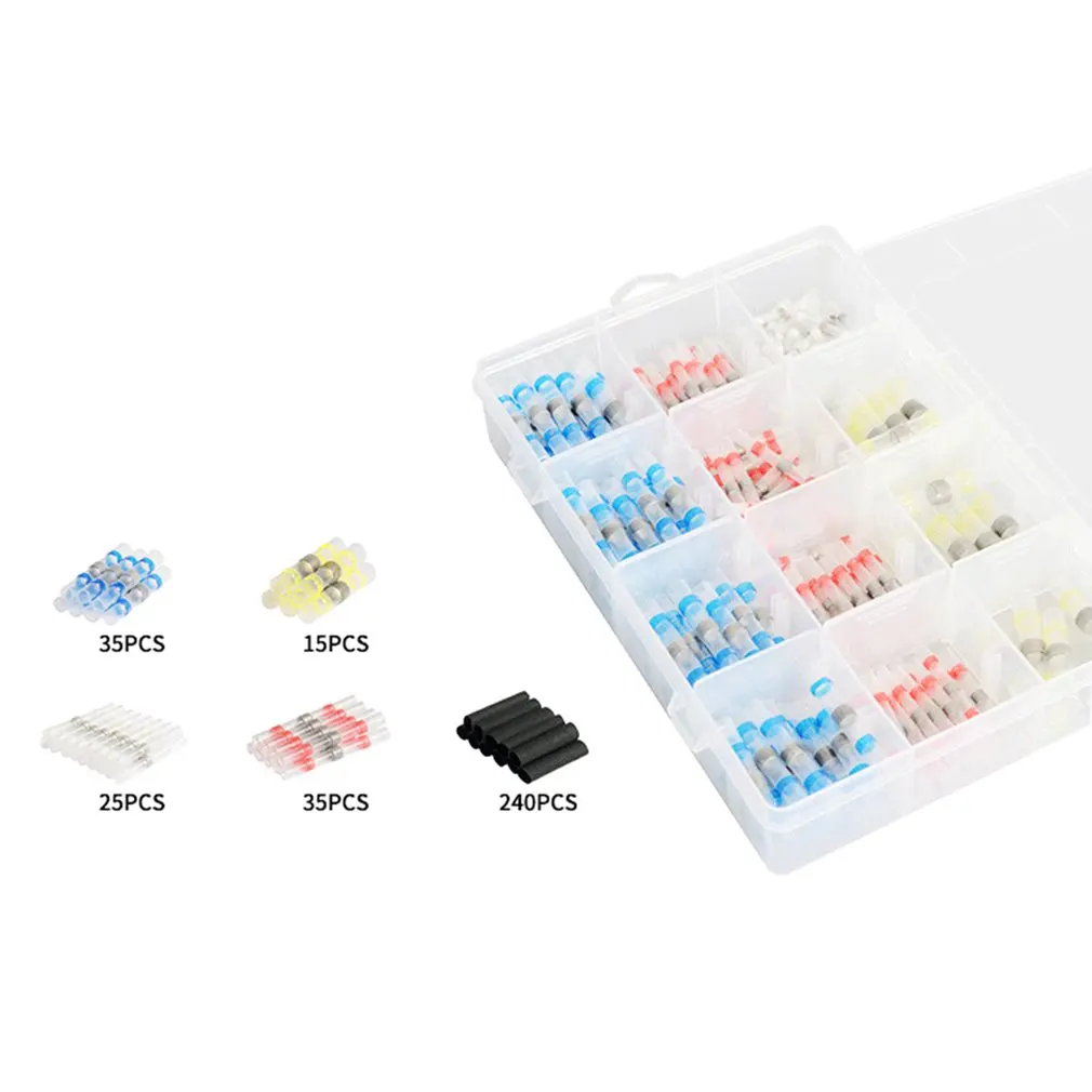 

350Pcs Solder Seal Wire Connectors Kit, Heat Shrink Butt Connectors Waterproof and Insulated Electrical Wire Terminals