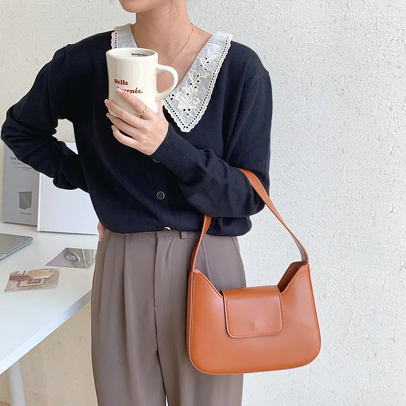 

PU Leather Female Bags Women's Purse Temperament Portable Shoulder Bag Luxury Design Underarm Bag Stylish Stereotyped Small Bag