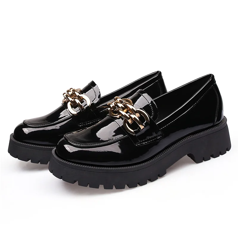 

New British College Style Small Leather Shoes Thick-soled Round Toe Flats Shoes Women Fashion Loafers Goth Lolita Mary Jane Shoe