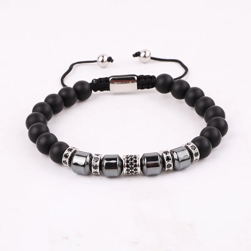 Новый дизайн мужской браслет из гематита с натуральным камнем микрозакрепкой