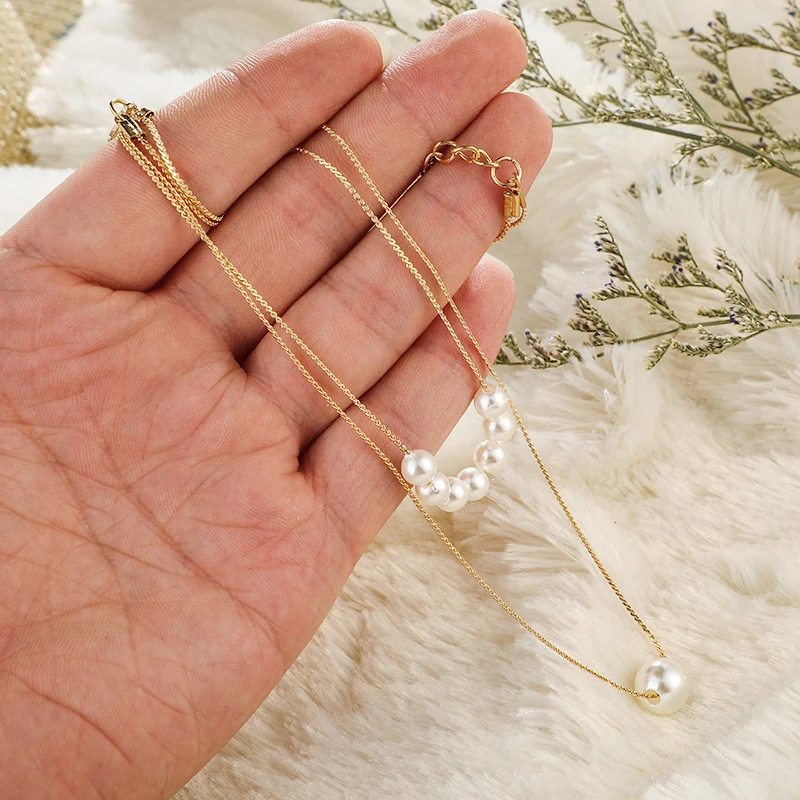 Очаровательная Женская Двухуровневая жемчужная женская свадебная цепочка до