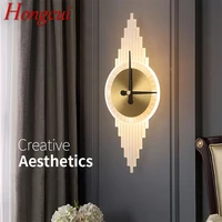 hongcui brass wall lights sconces modern creative led clock shade crystal lamp indoor for home decoration