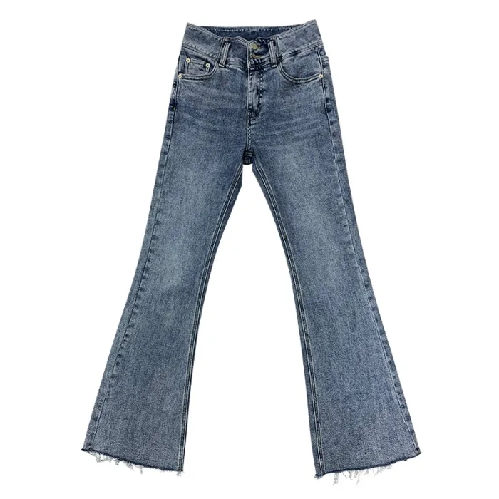 

Design Denim Trousers Women's Straight Chic Slimming Versatile Spring and Autumn Korean Style Hong Kong Style Retro High Waist