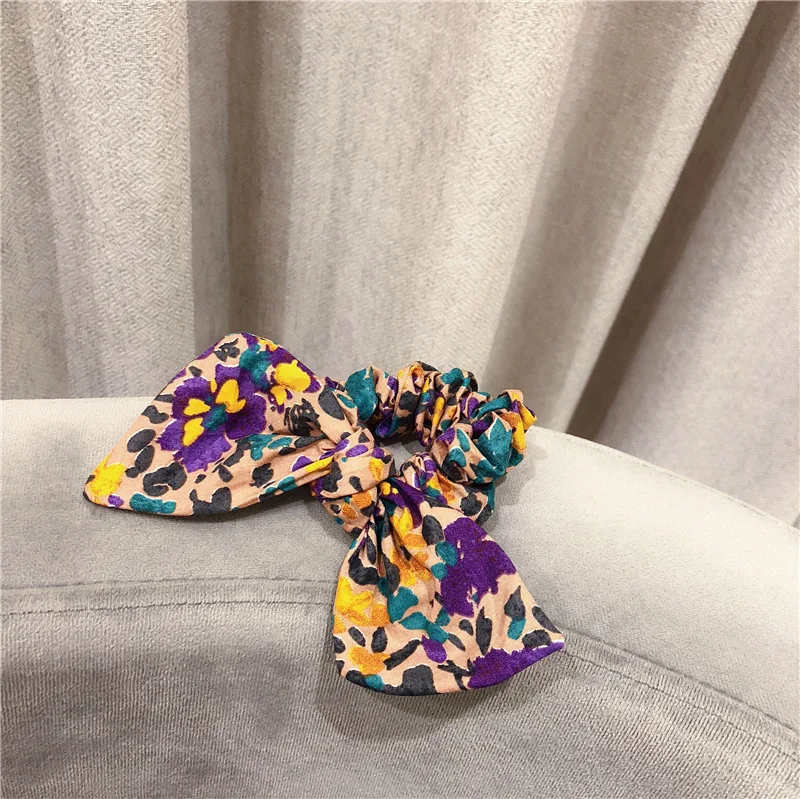 

Women Korean Floral Printed Hair Tie Lady Fashion Headdress Girl Hair Accessories